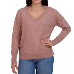 NWT Lucky Brand Soft Long Sleeve V-Neck Sweater, Cognac/soft pink, XL